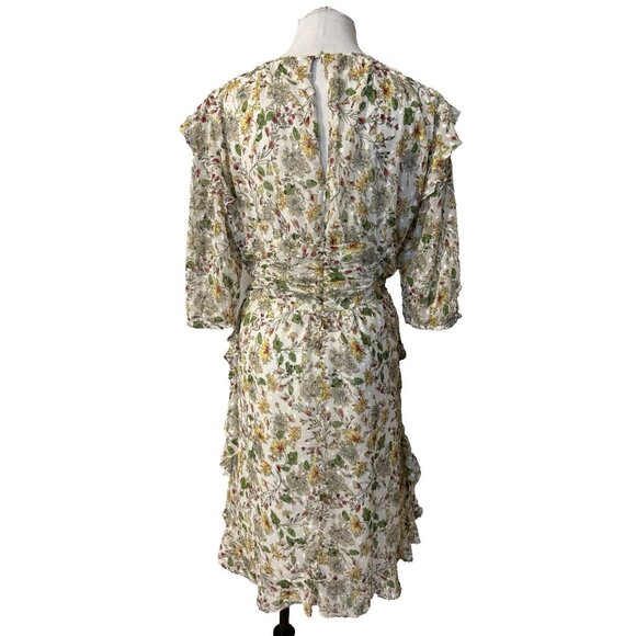 Walter Baker Dress 12 Flowy A Line V Neck Ruffled Flutter Romantic Floral NEW - Picture 7 of 16